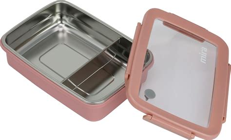 mira stainless steel lunch box|MIRA Rectangle Container with Divider .